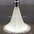 Vestidos De Novia A Line V Neck Tulle Plus Size Beach Bridal Gowns leaf wedding dress applique